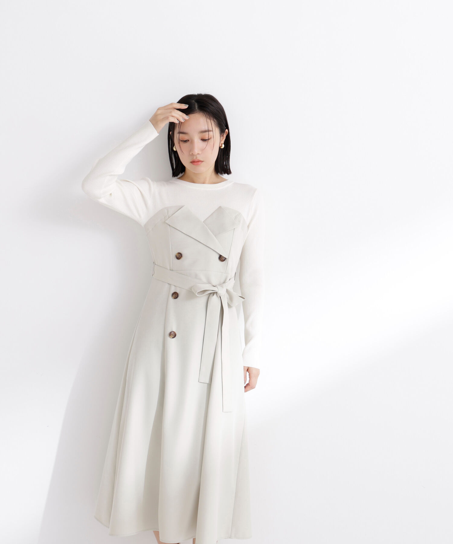  「トレンチディテールドッキングワンピース」|ワンピース|