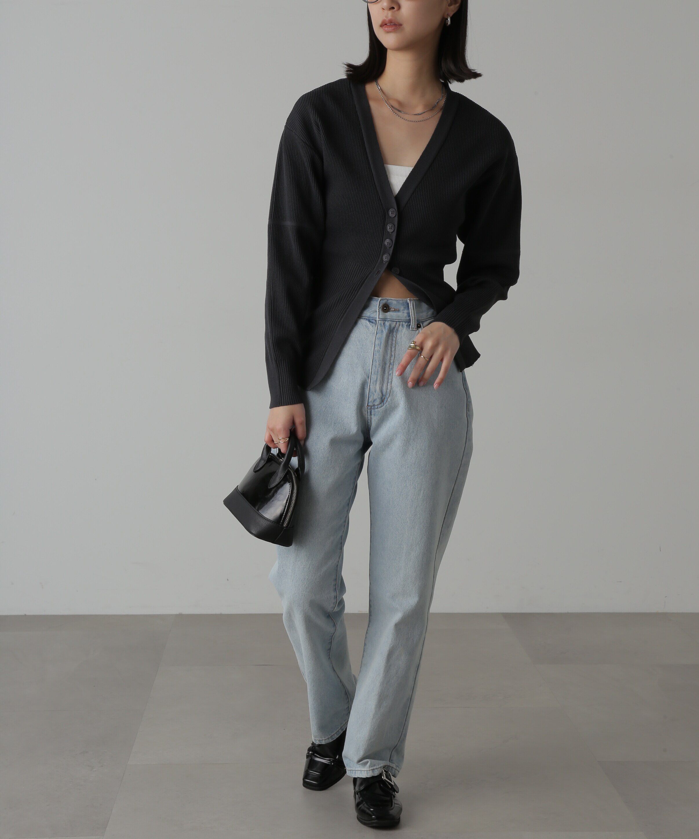  「ウエストシェイプリブニットカーディガン」|ニット・セーター|