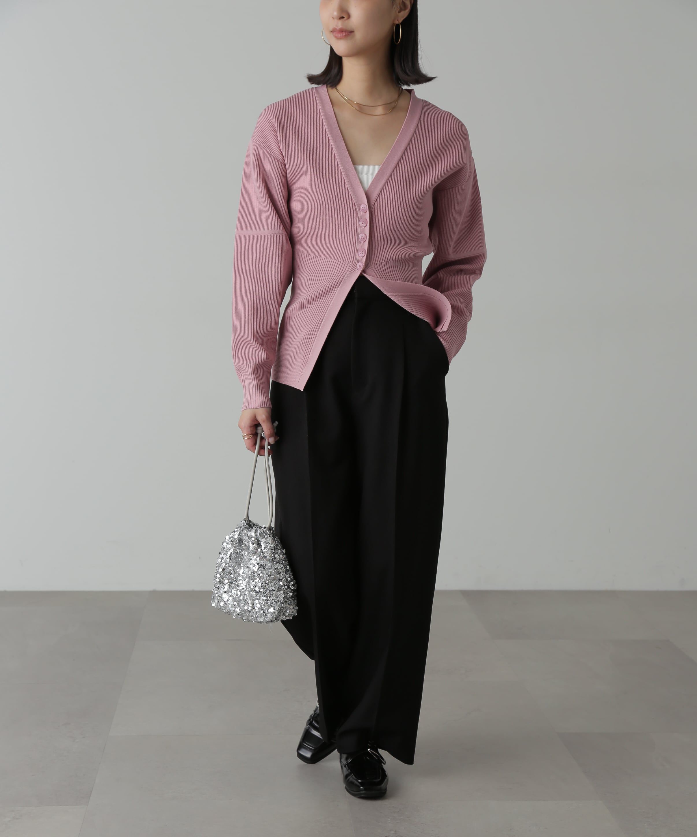  「ウエストシェイプリブニットカーディガン」|ニット・セーター|