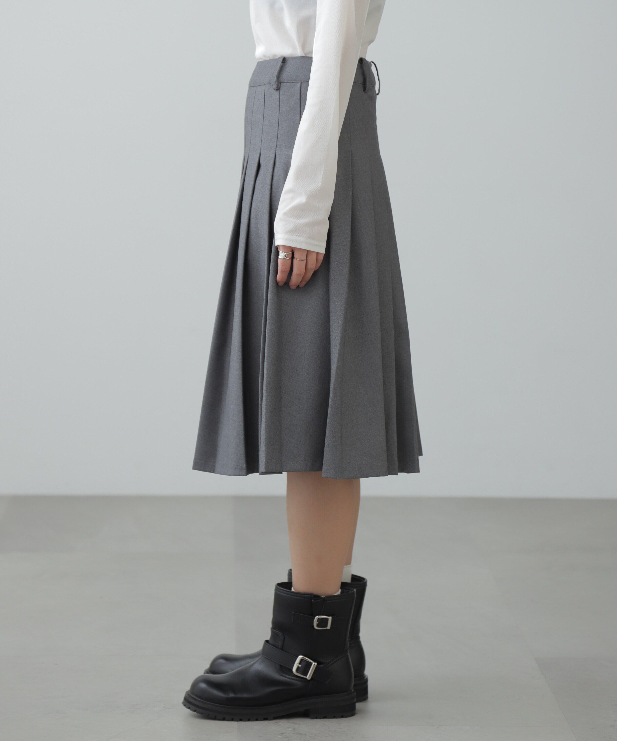  「ローウエストミドル丈プリーツスカート」|スカート|