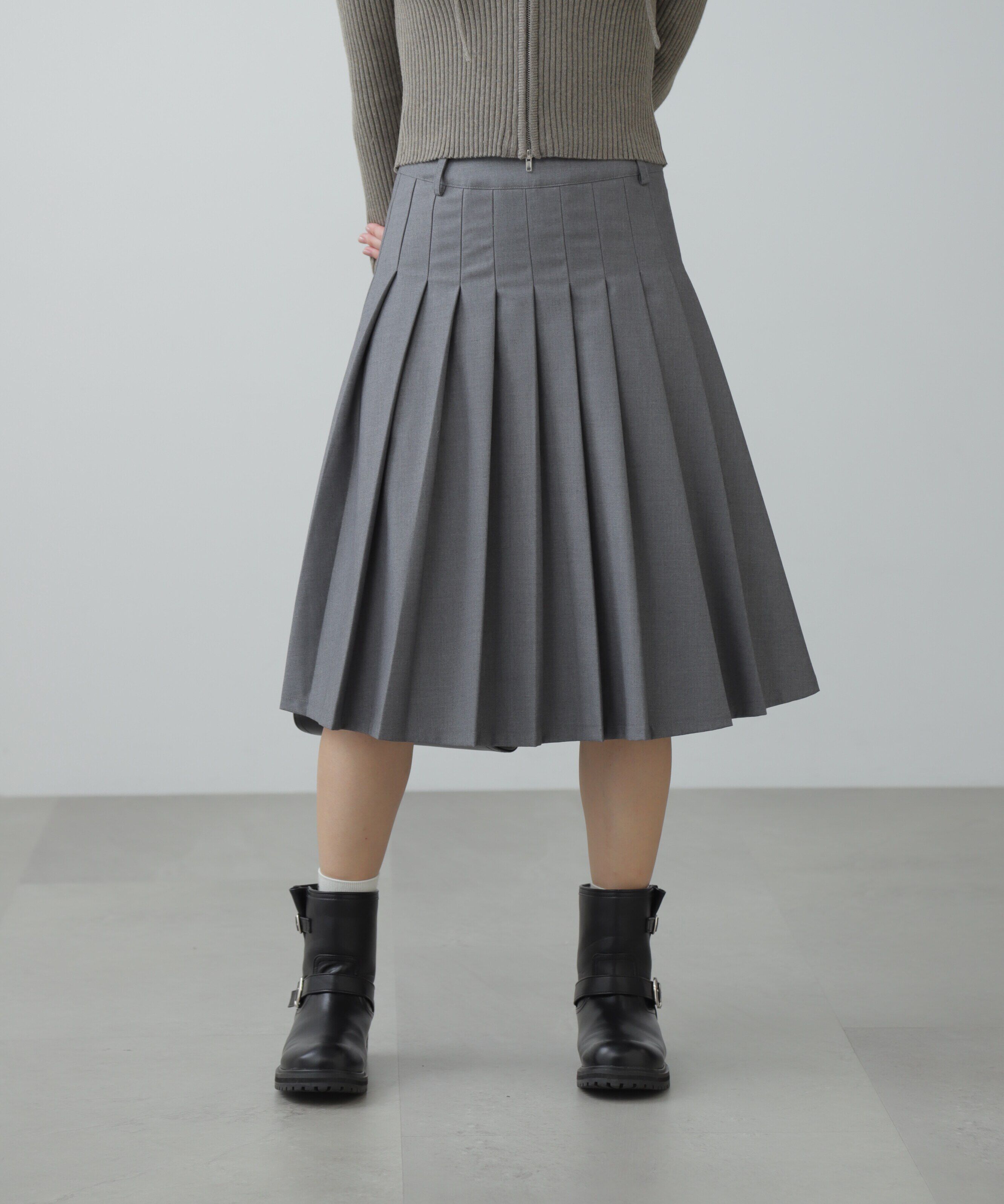  「ローウエストミドル丈プリーツスカート」|スカート|