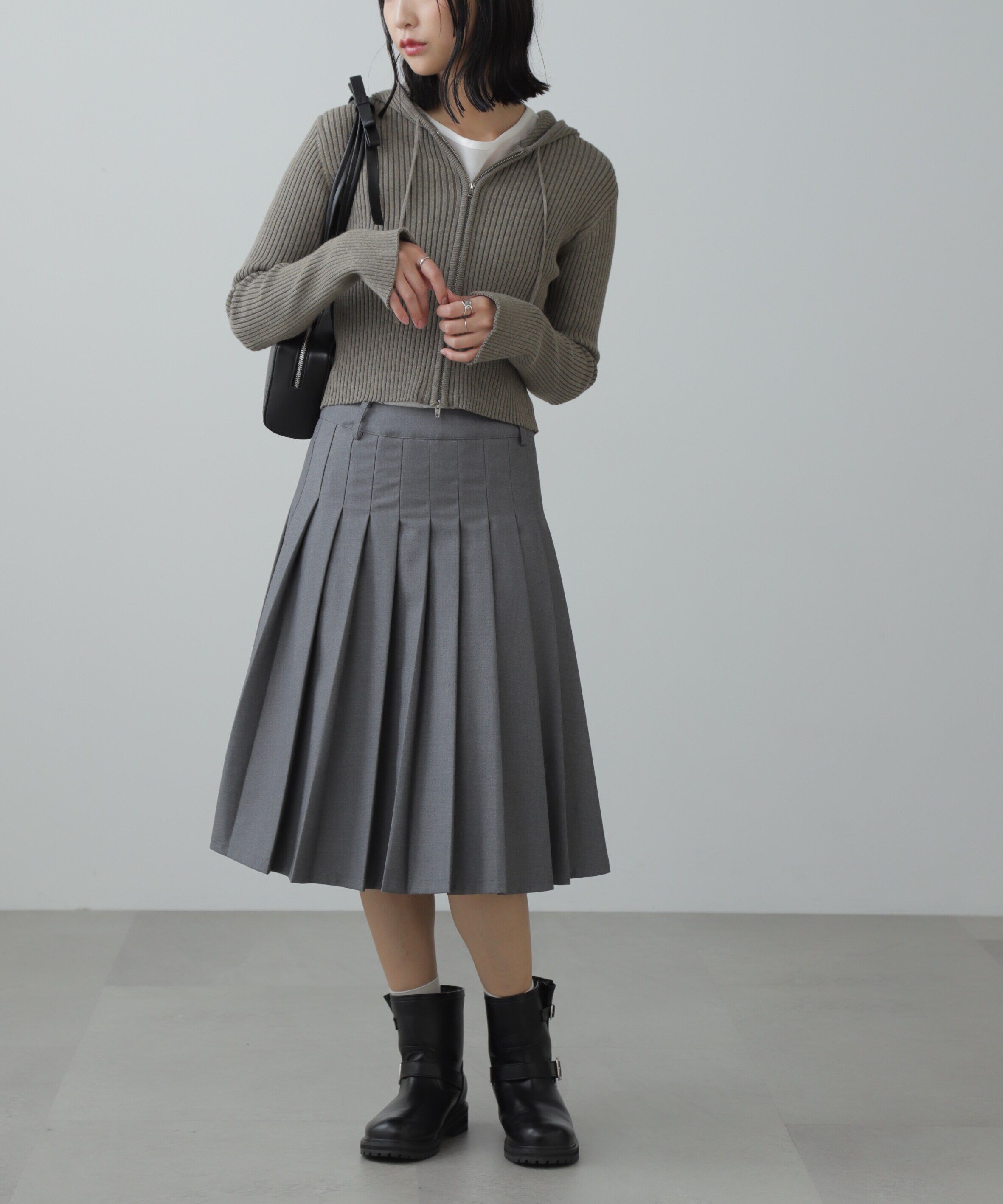  「ローウエストミドル丈プリーツスカート」|スカート|