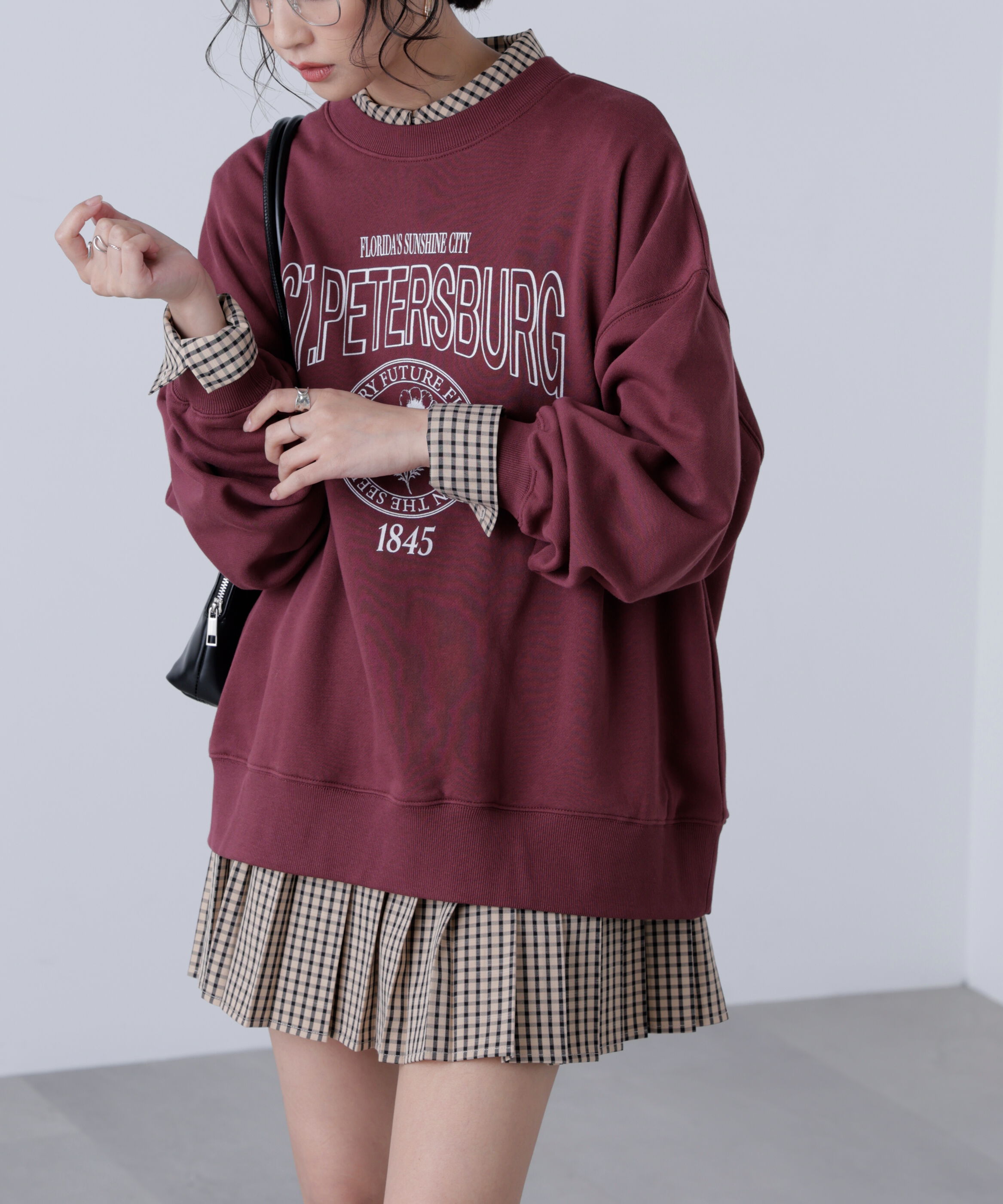  「プリーツシャツロングスリーブミニワンピース」|ワンピース|