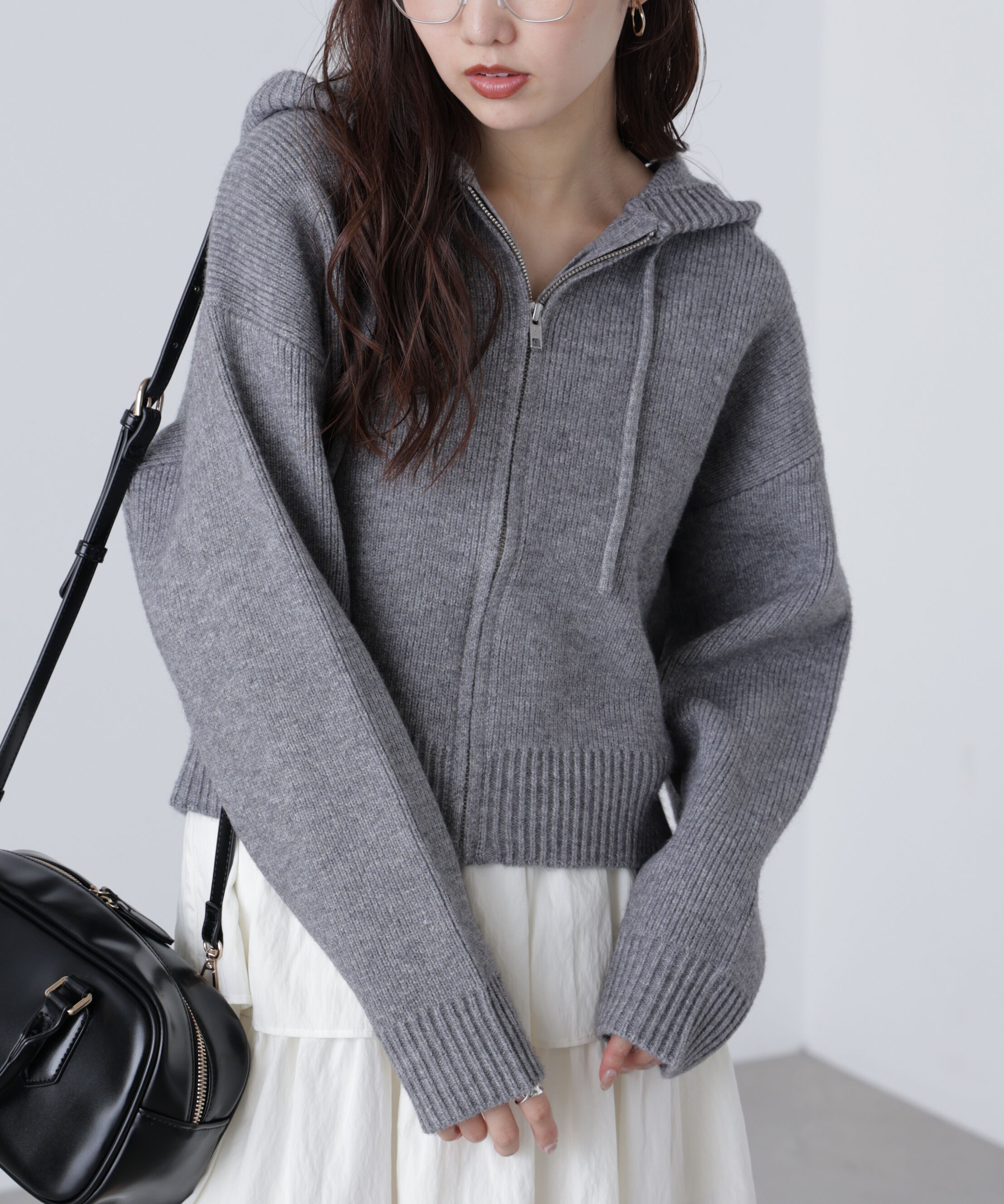  「ジップニットパーカー」|ニット・セーター|
