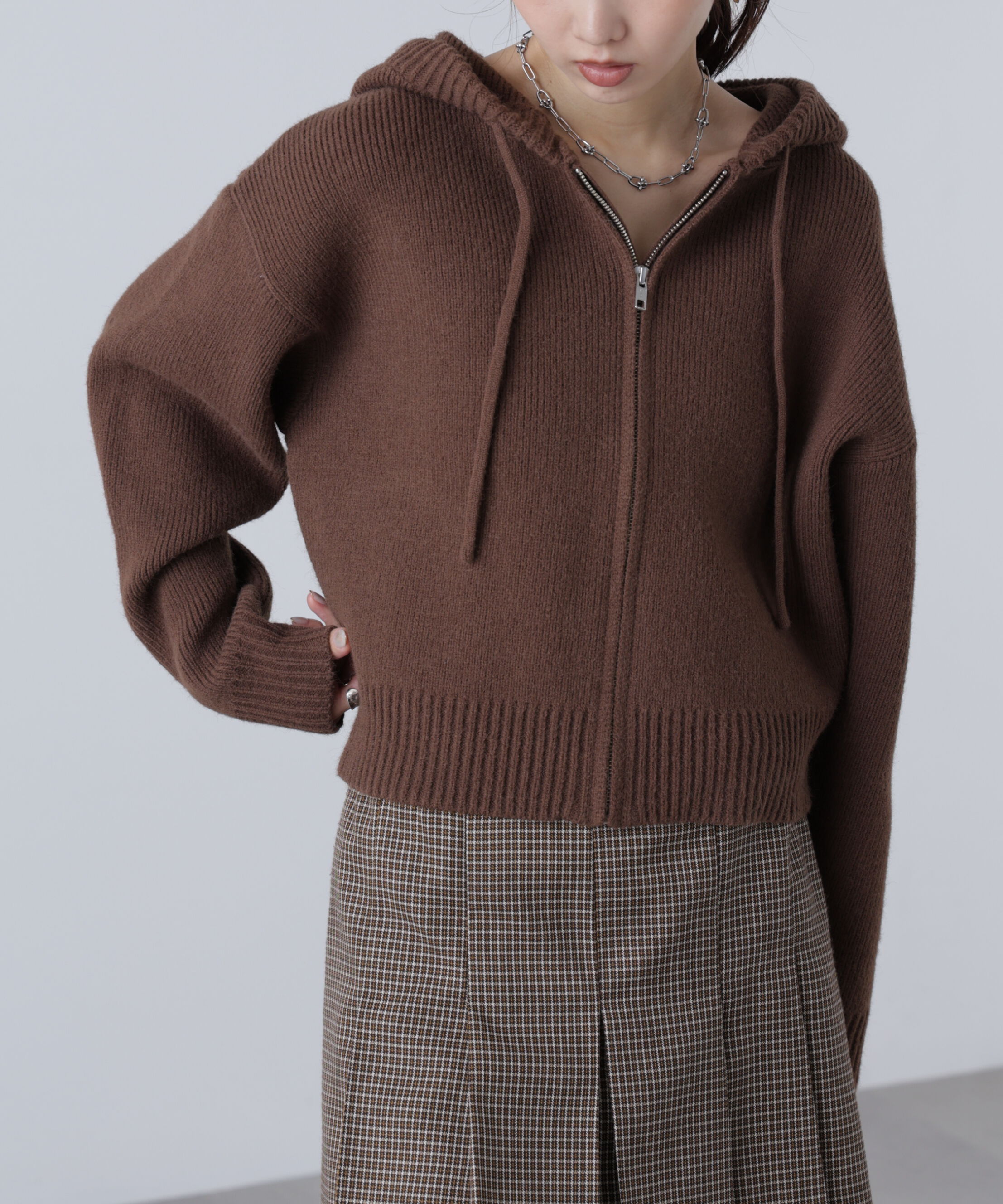  「ジップニットパーカー」|ニット・セーター|