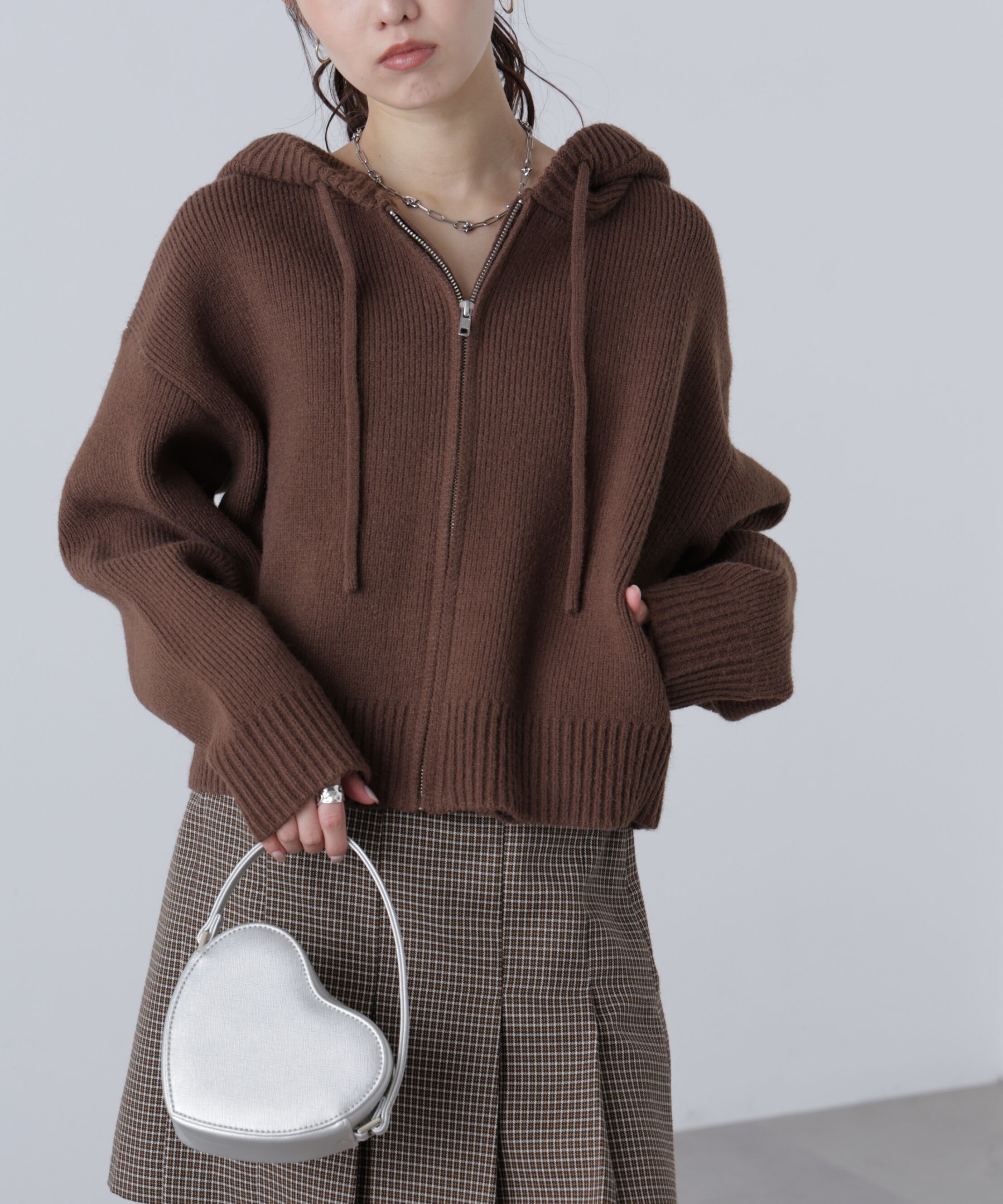  「ジップニットパーカー」|ニット・セーター|