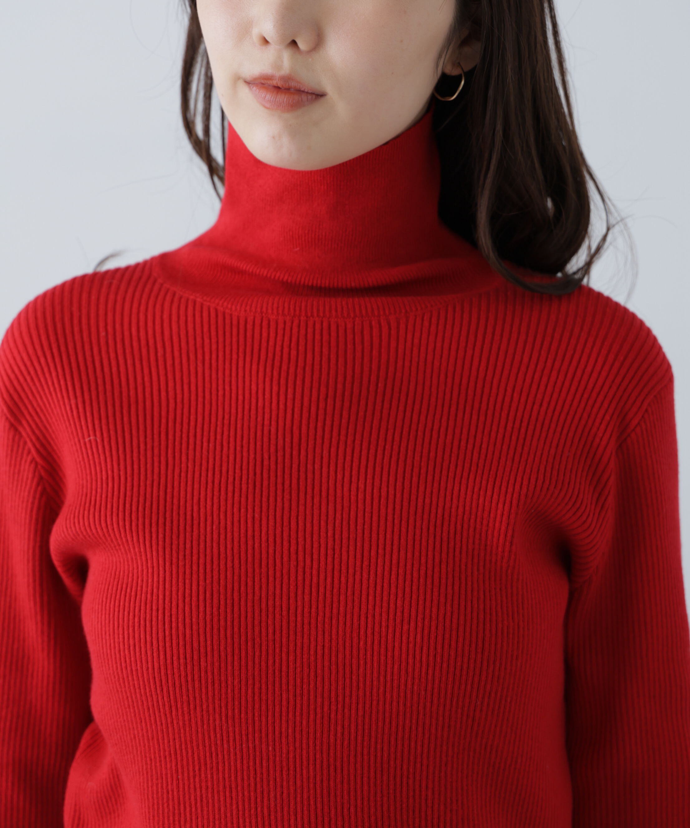  「袖金ボタンリブタートルニット」|ニット・セーター|