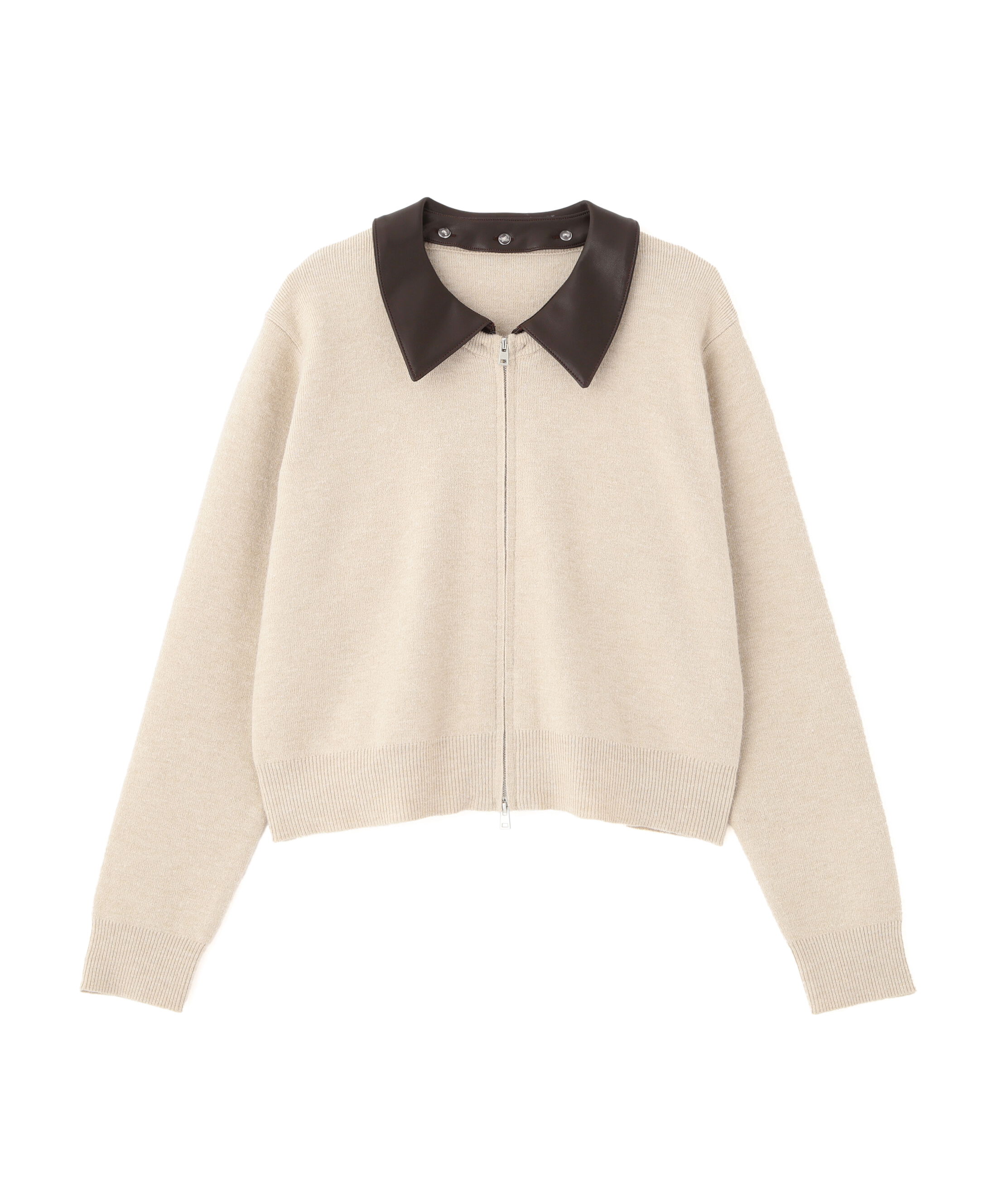 PROPORTION BODY DRESSING「合皮カラー取り外しZIPニット 25AW」|ニット・セーター|