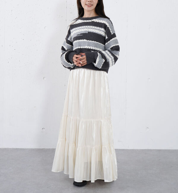 archives「ミックスヤーンランダムボーダーニットプルオーバー」|ニット・セーター|