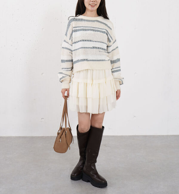 archives「ミックスヤーンランダムボーダーニットプルオーバー」|ニット・セーター|