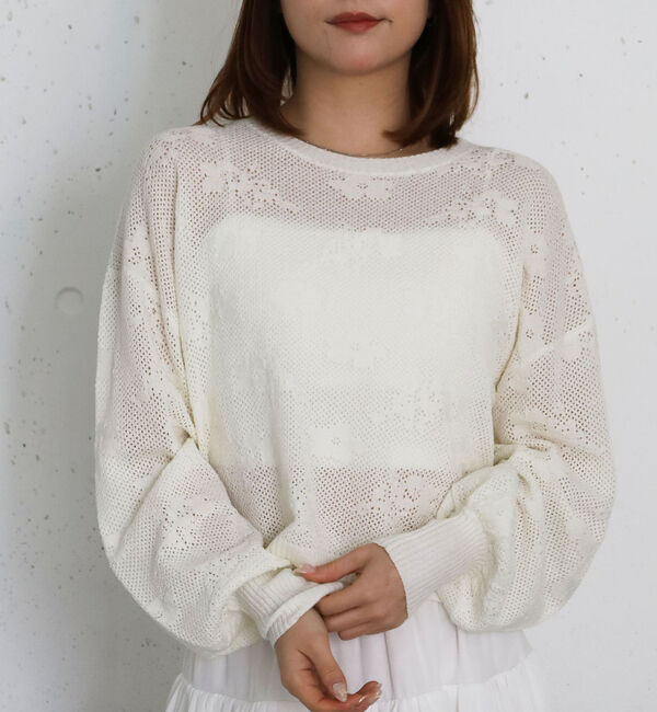 archives「透かし編み花柄ニットプルオーバー」|ニット・セーター|