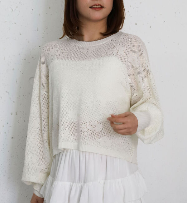 archives「透かし編み花柄ニットプルオーバー」|ニット・セーター|