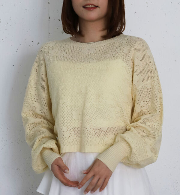 archives「透かし編み花柄ニットプルオーバー」|ニット・セーター|