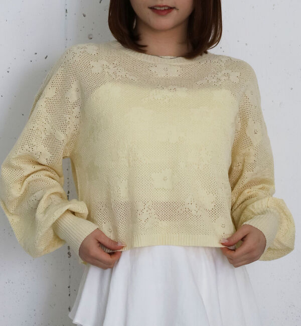 archives「透かし編み花柄ニットプルオーバー」|ニット・セーター|