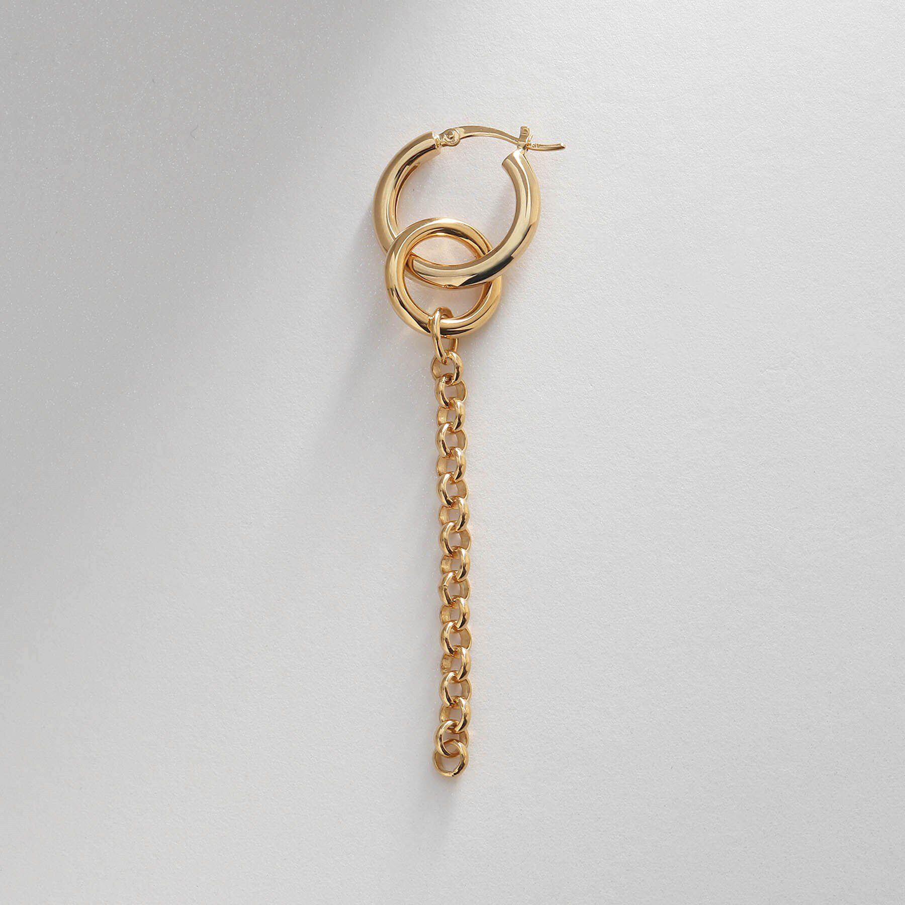 COCOSHNIK ONKITSCH「シルバー フープピアス チェーンチャーム GP」|ピアス|