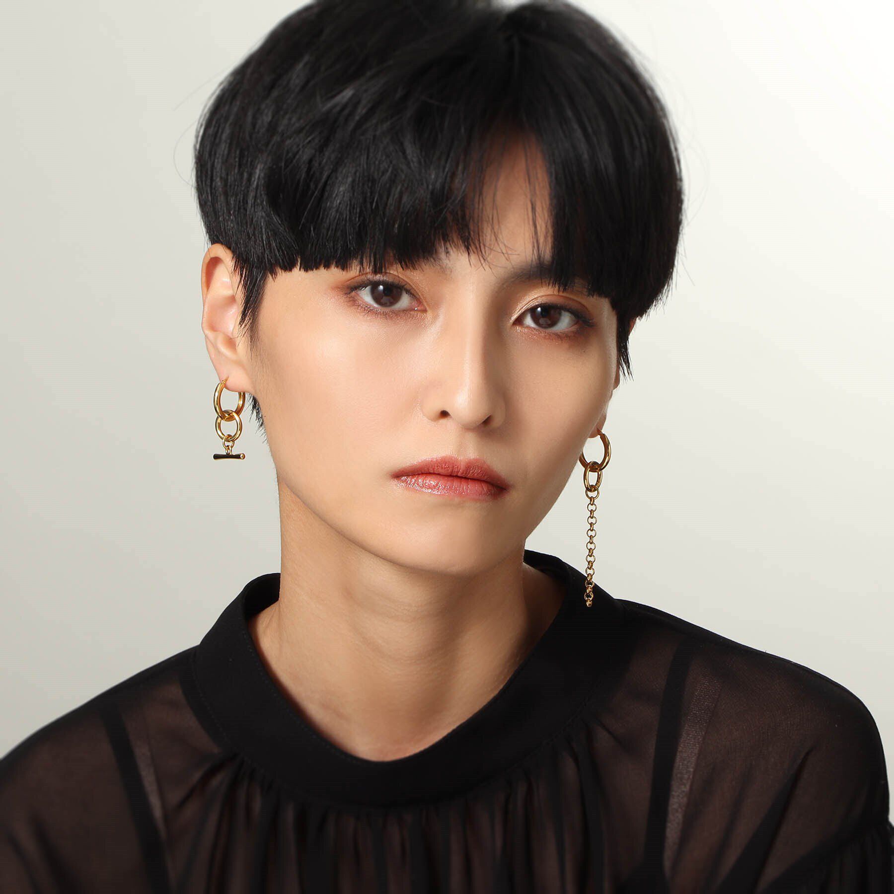 COCOSHNIK ONKITSCH「シルバー フープピアス チェーンチャーム GP」|ピアス|