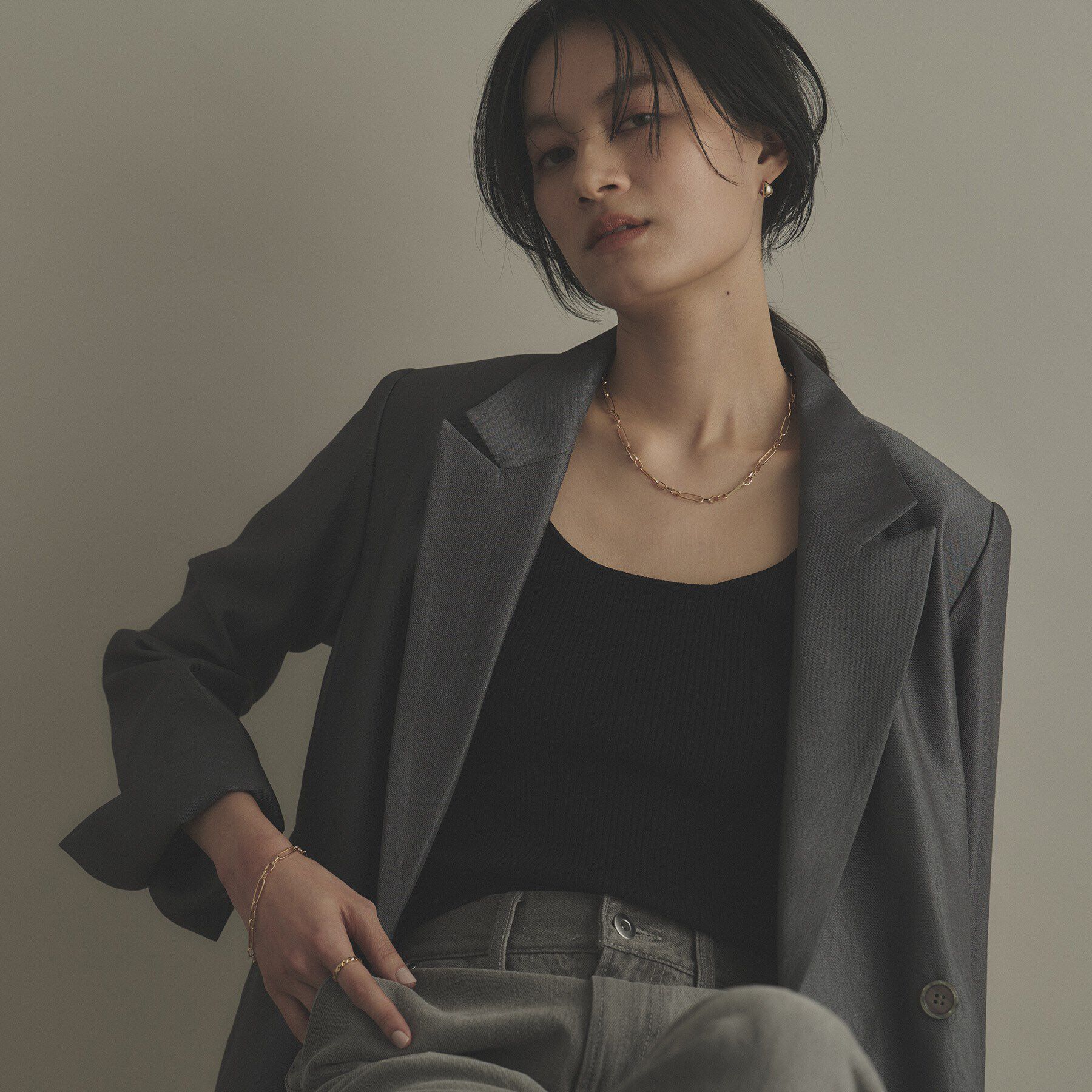 COCOSHNIK「K18ケーブルチェーン3・1フィガロ ブレスレット」|ブレスレット・バングル|