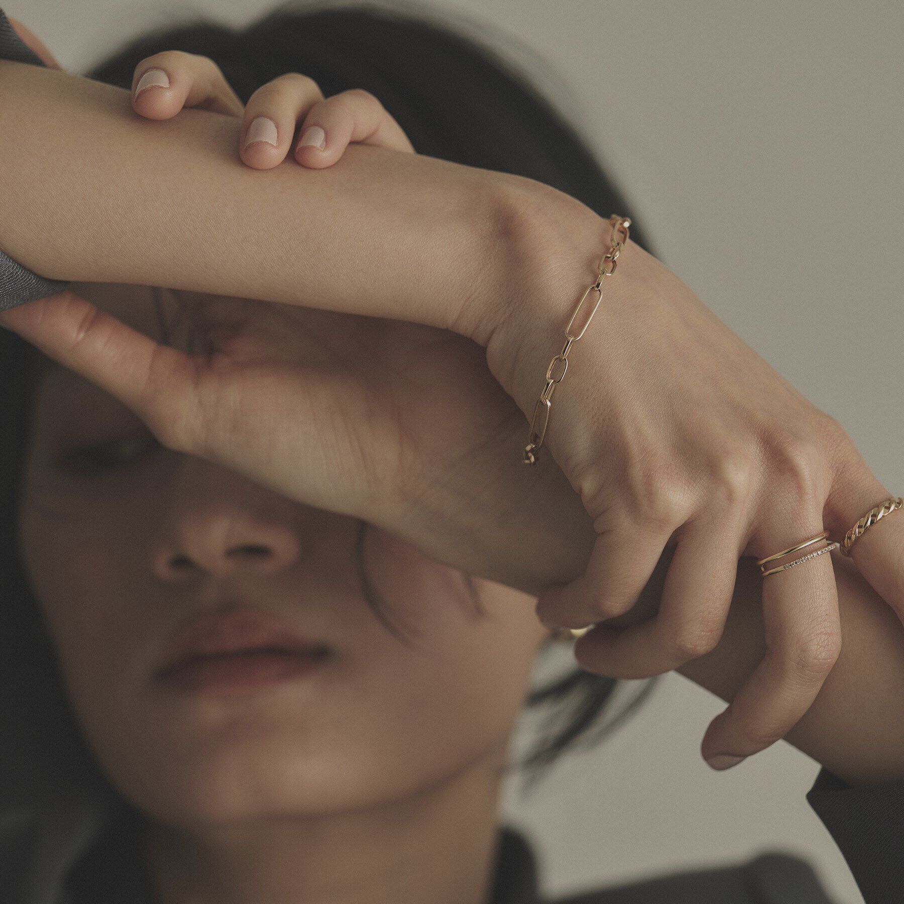 COCOSHNIK「K18ケーブルチェーン3・1フィガロ ブレスレット」|ブレスレット・バングル|