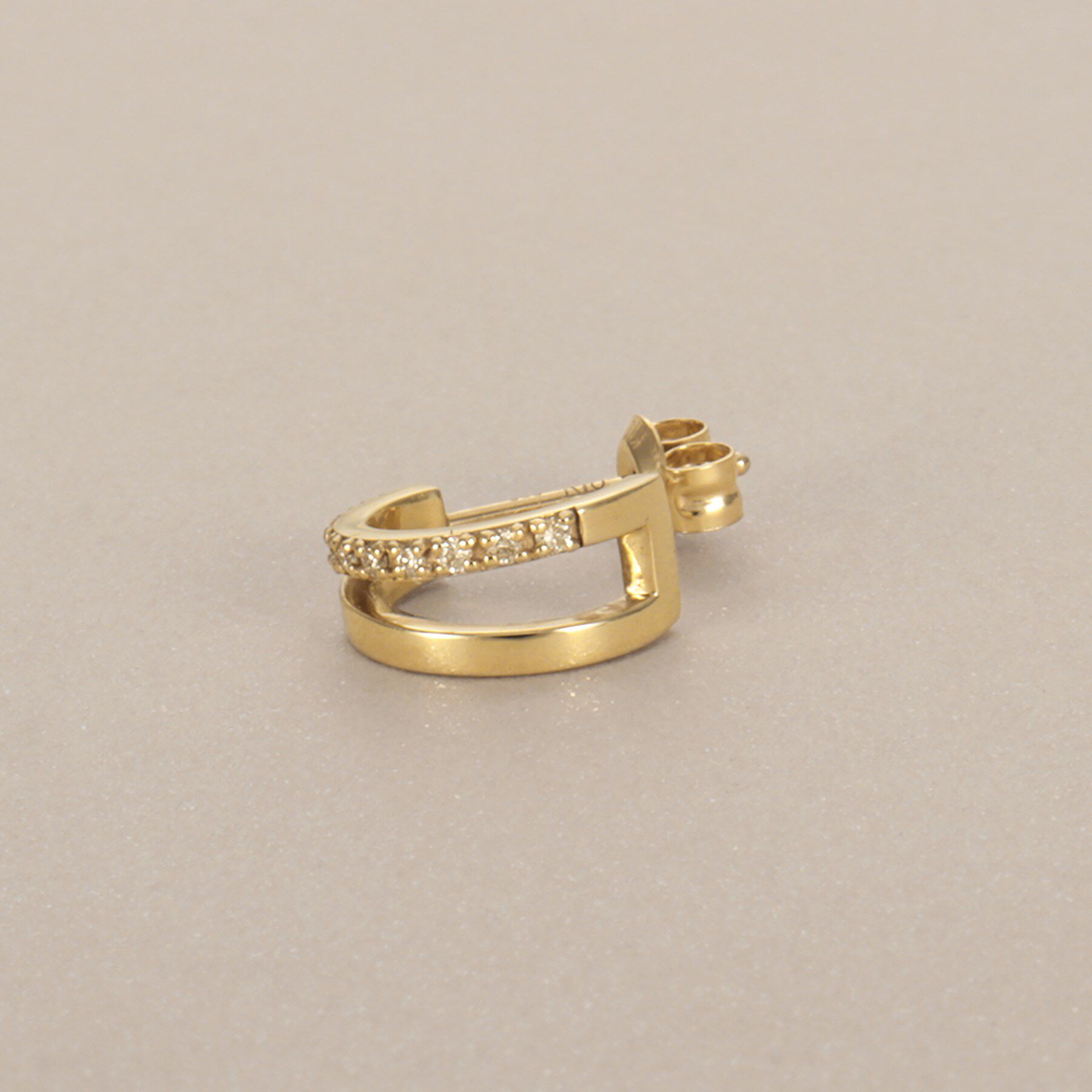 COCOSHNIK「K10ダイヤモンド スプリットフープ スタッドピアス」|ピアス|