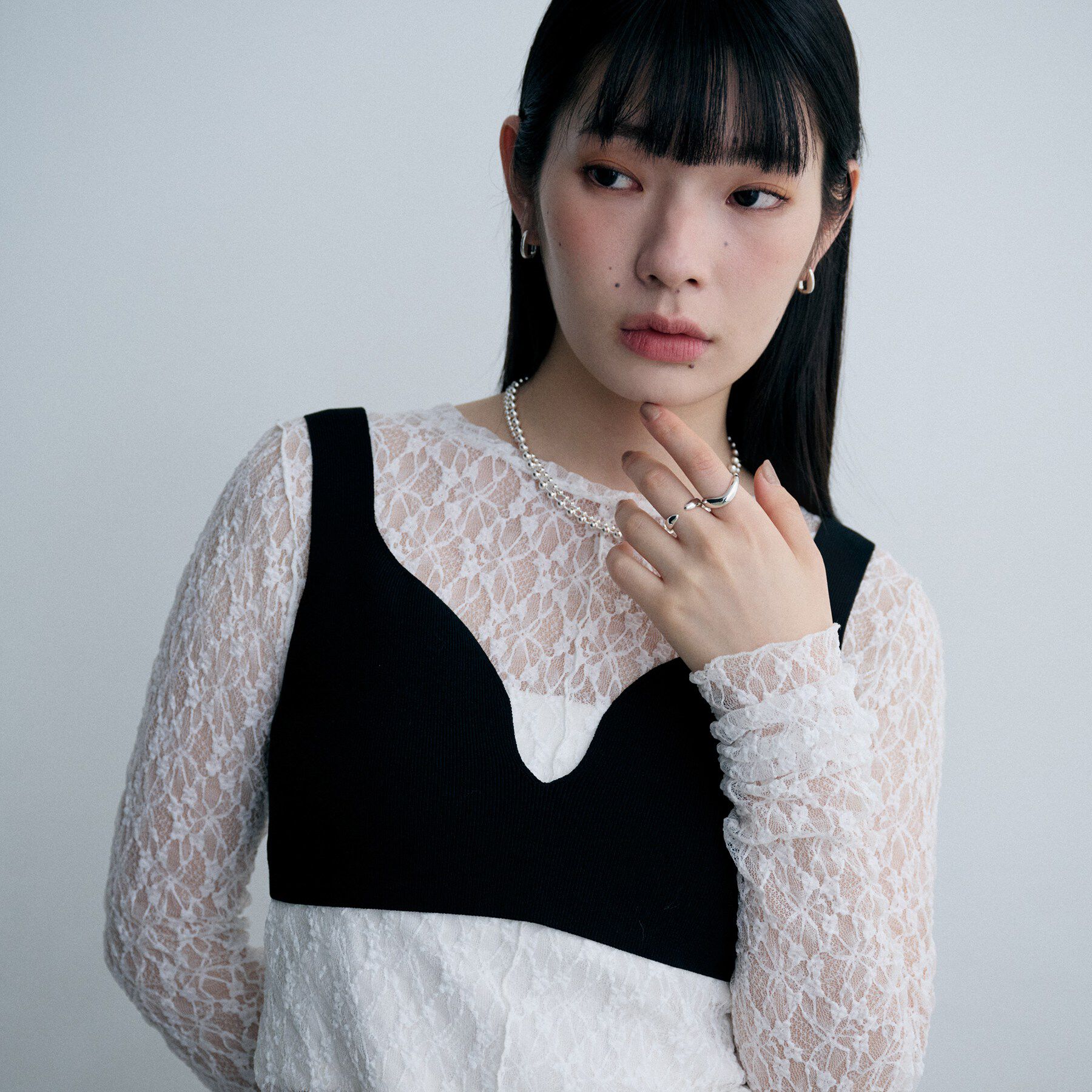 COCOSHNIK ONKITSCH「シルバー ウェーブラインリングL」|リング|