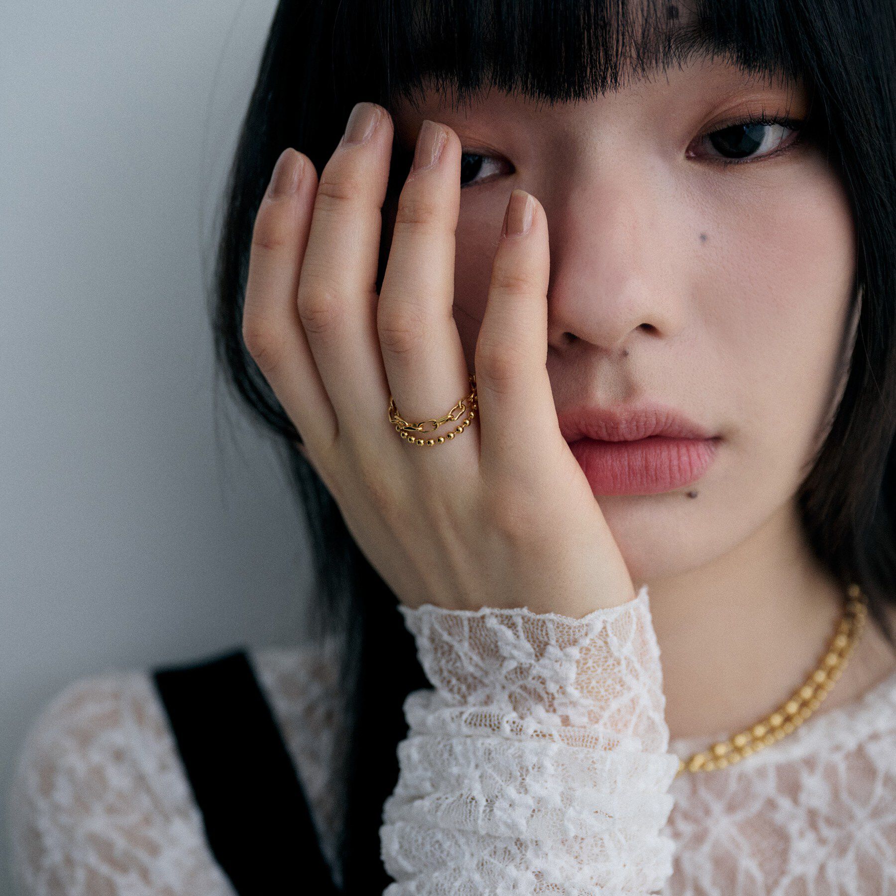 COCOSHNIK ONKITSCH「シルバー ダブルチェーンリング ケーブル・ボールチェーン GP」|リング|