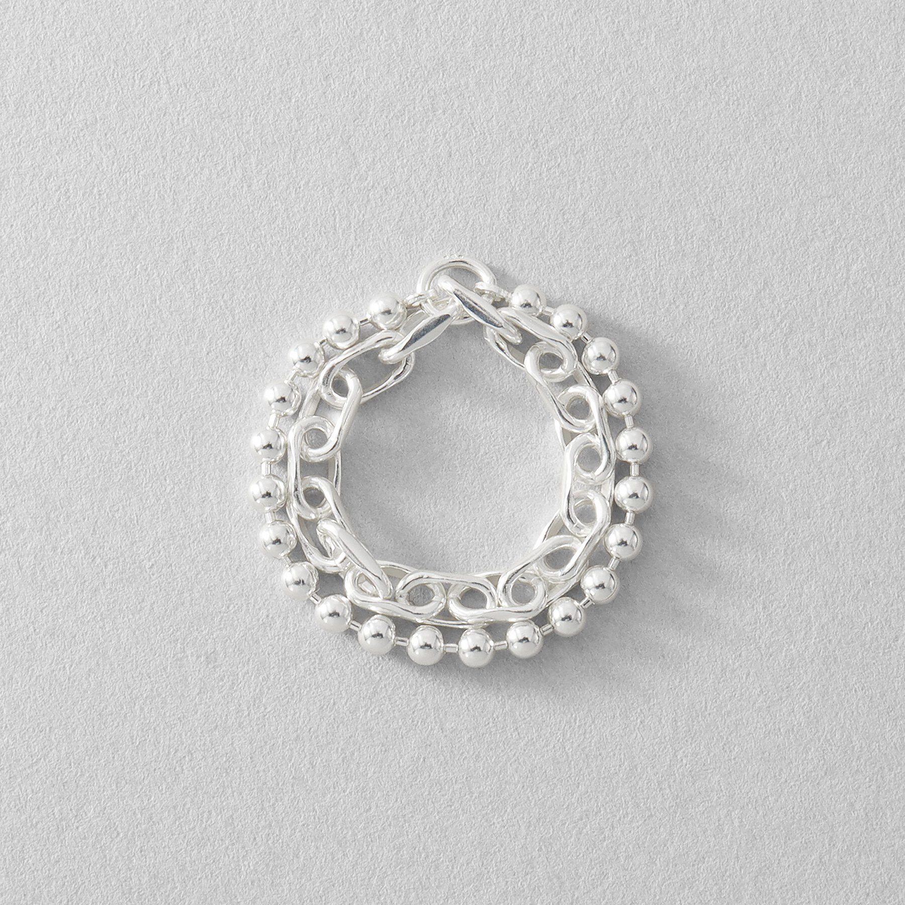 COCOSHNIK ONKITSCH「シルバー ダブルチェーンリング ケーブル・ボールチェーン」|リング|