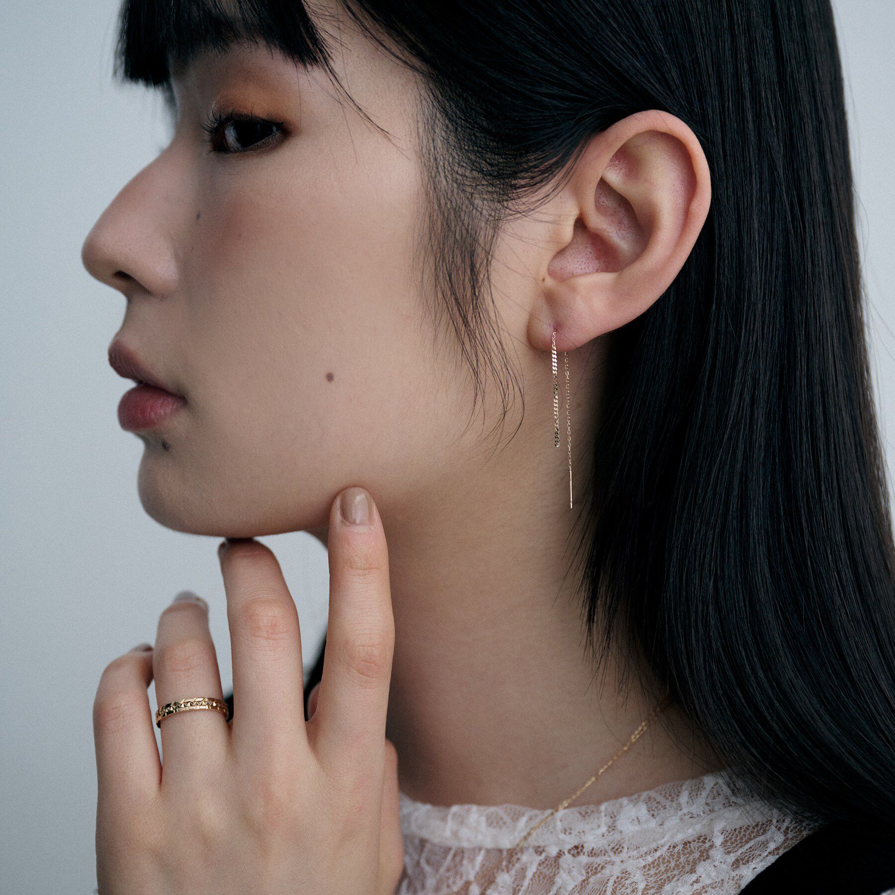 COCOSHNIK ONKITSCH「K10カーブ・ケーブルチェーン アメリカンピアス」|ピアス|