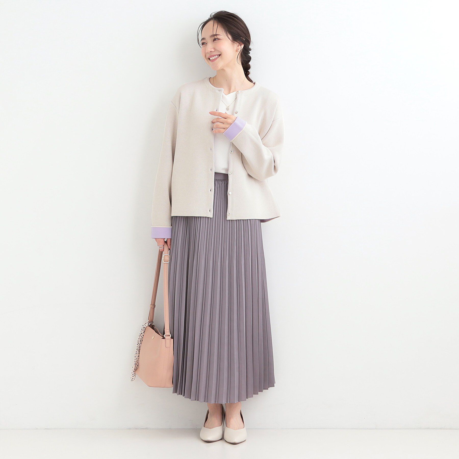 SHOO･LA･RUE「【洗濯機可/S-LL】明るい春カラー　品良くきまる 配色カーディガン」|カーディガン|