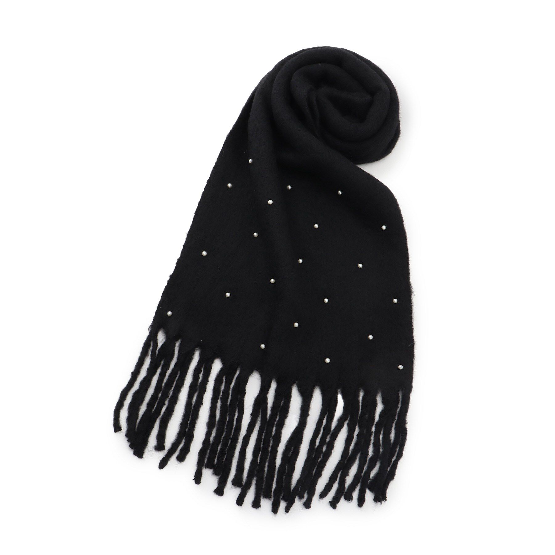 Ober Tashe「フェイクパール使いストール」|ストール|ブラック(019)