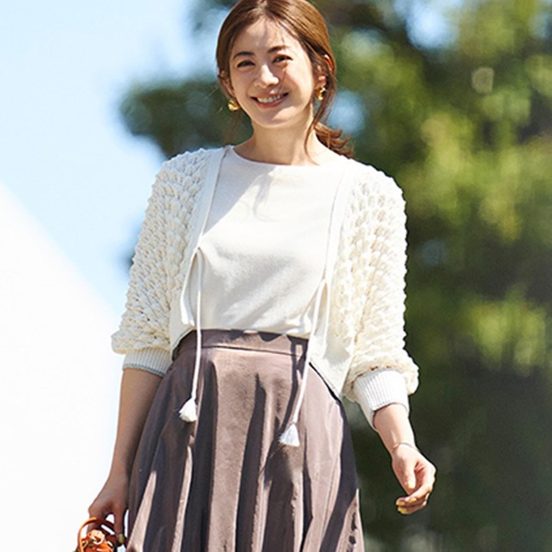 SunaUna「【透かし編み／ラメ入り】ドルマンスリーブボレロ」|カーディガン|オフホワイト(003