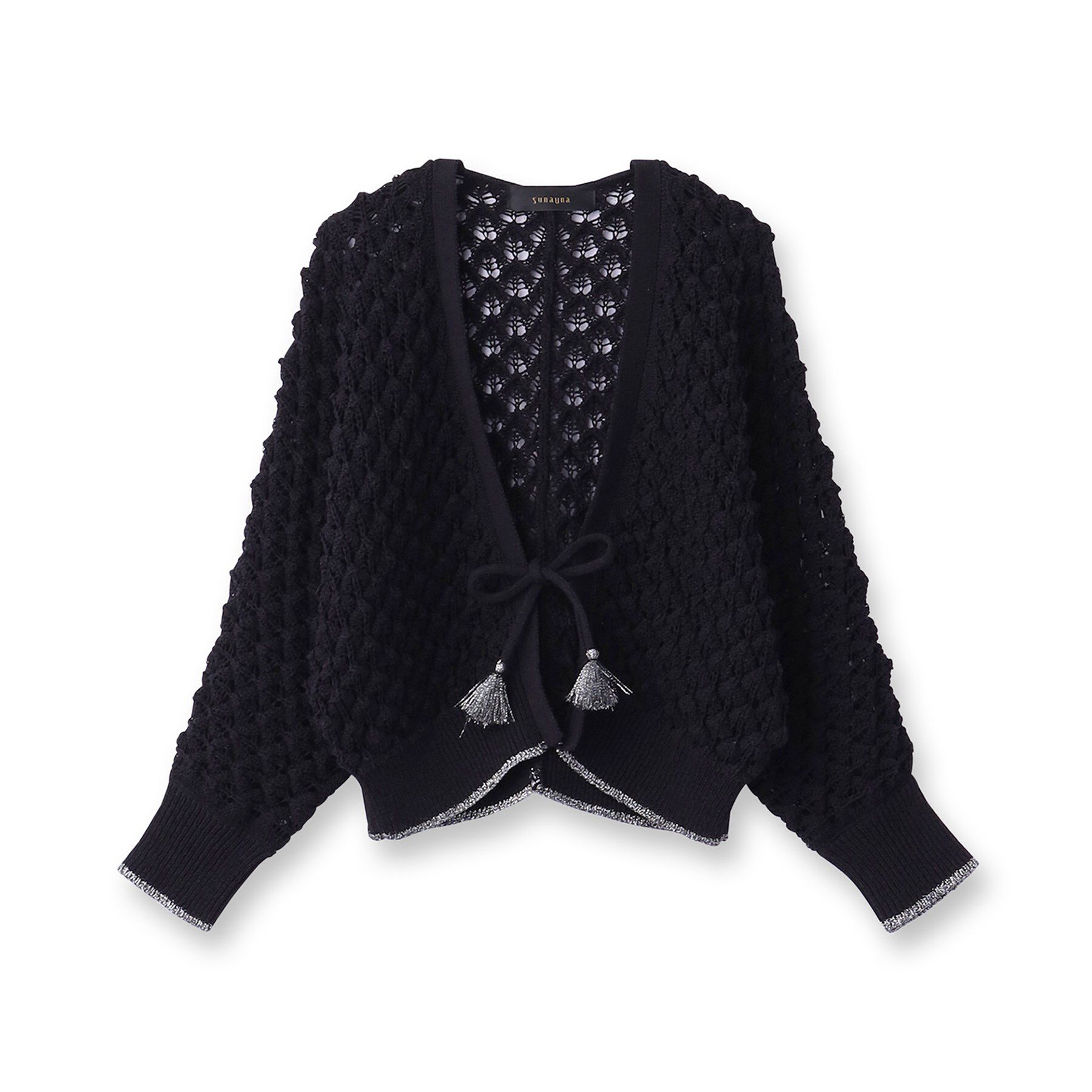 SunaUna「【透かし編み／ラメ入り】ドルマンスリーブボレロ」|カーディガン|