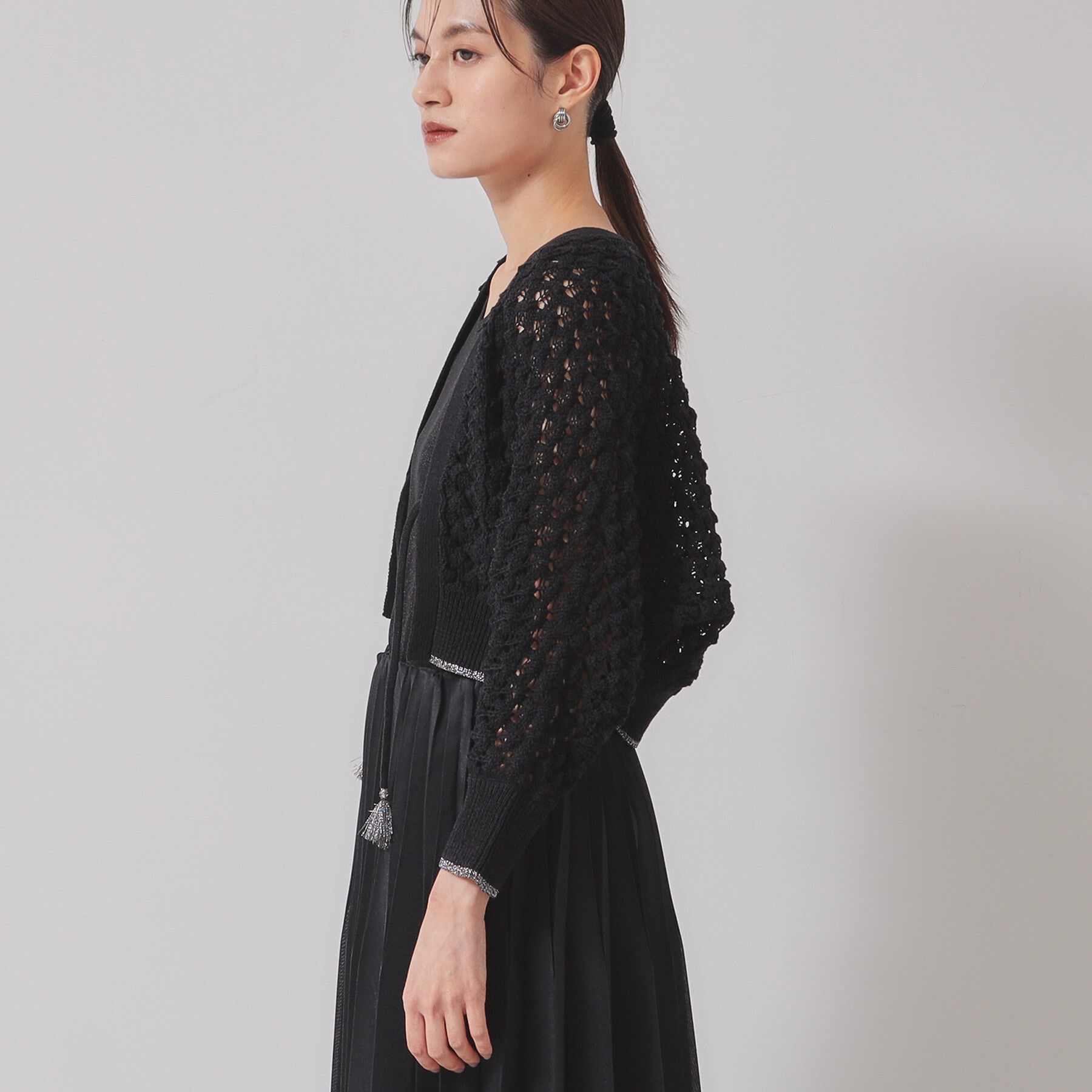 SunaUna「【透かし編み／ラメ入り】ドルマンスリーブボレロ」|カーディガン|