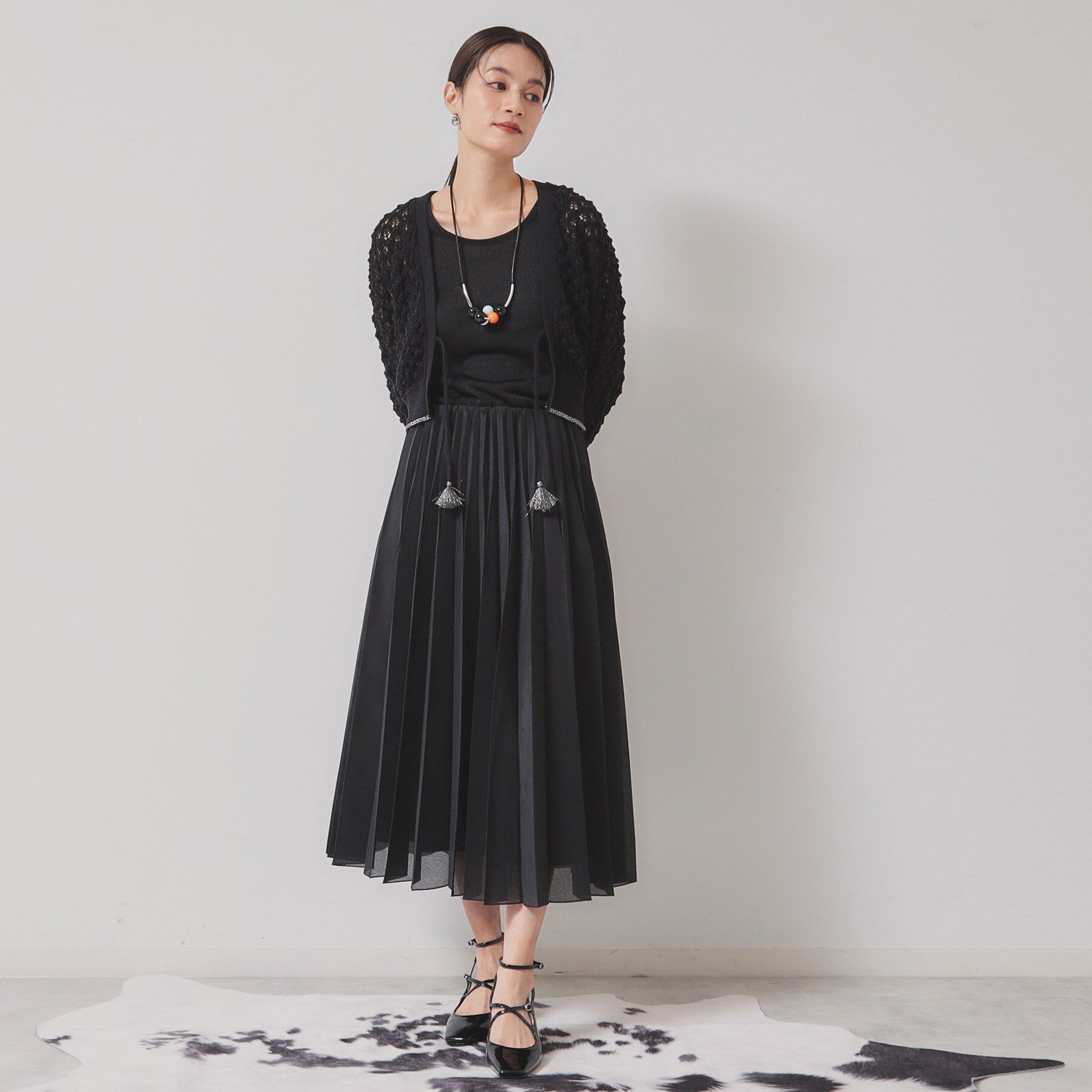 SunaUna「【透かし編み／ラメ入り】ドルマンスリーブボレロ」|カーディガン|