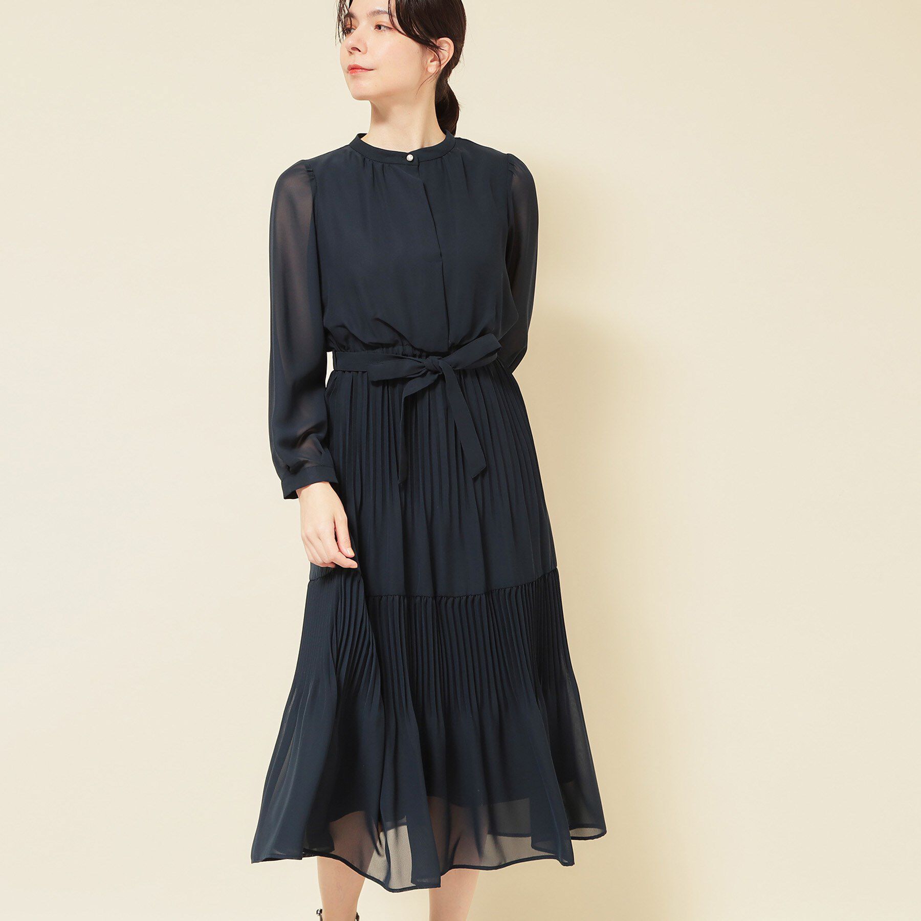 SunaUna「【S～Lサイズ／セレモニーにも】プリーツワンピース」|ワンピース|ネイビー(094)
