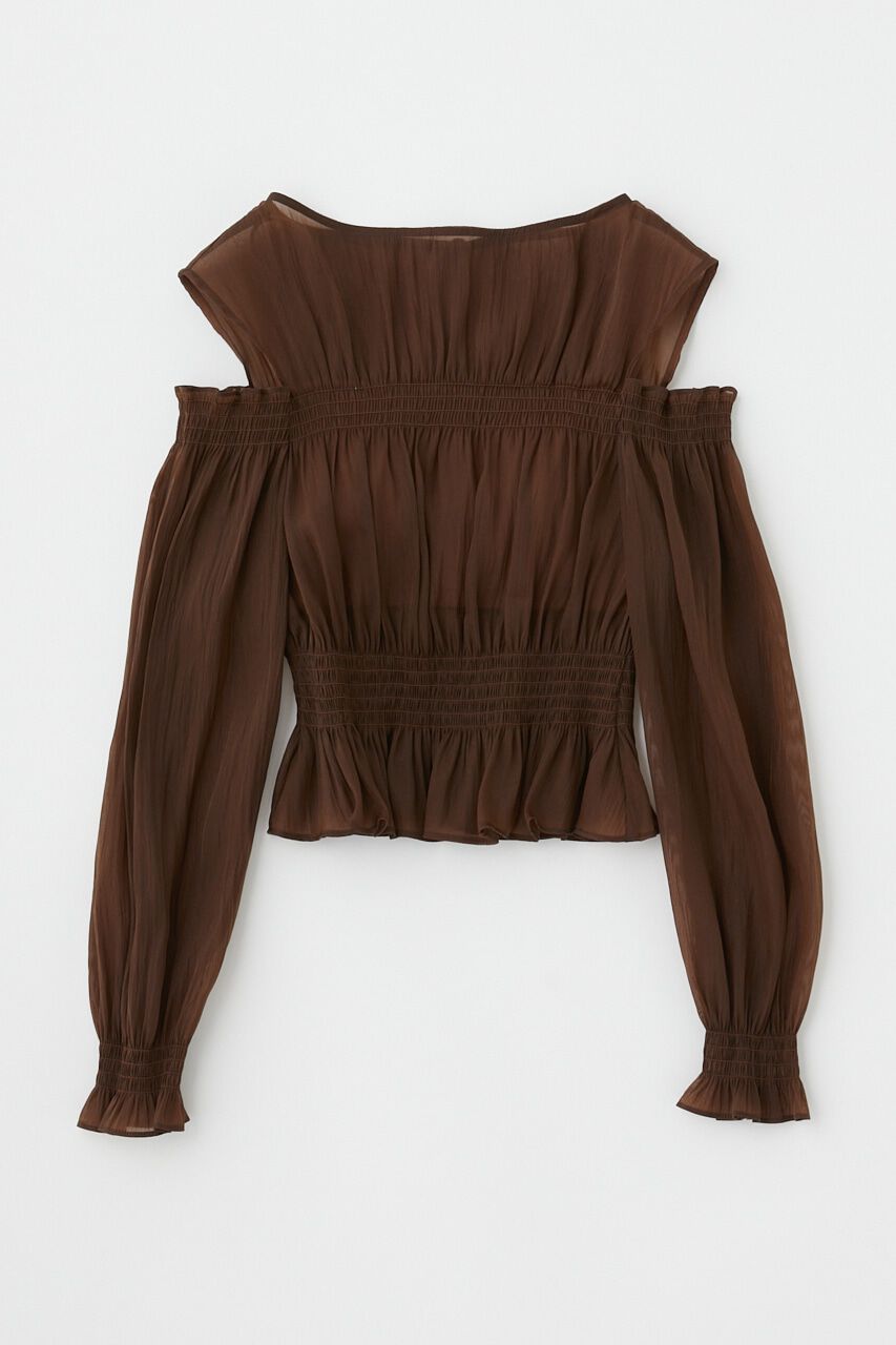 MOUSSY「SHEER GATHER ブラウス」|シャツ・ブラウス|BRN
