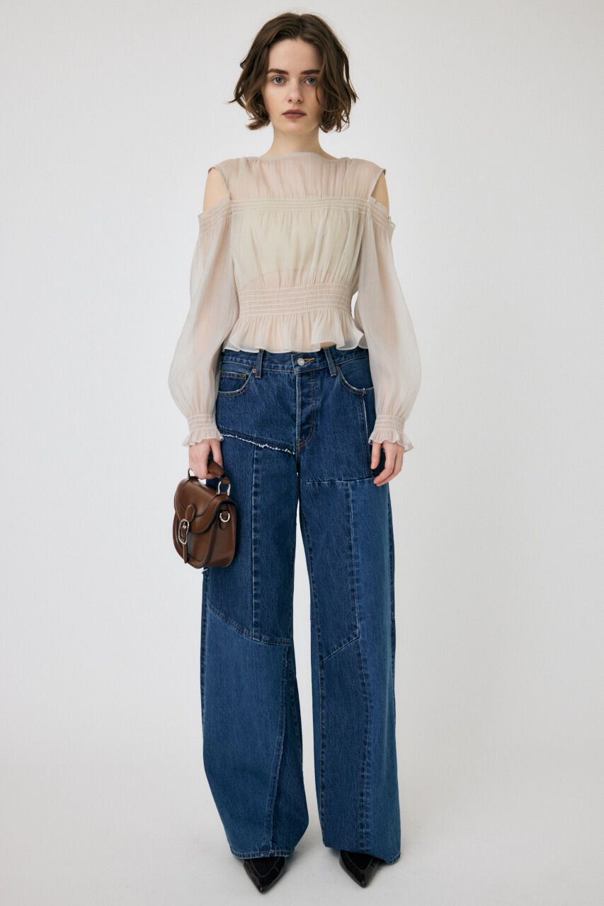 MOUSSY「SHEER GATHER ブラウス」|シャツ・ブラウス|