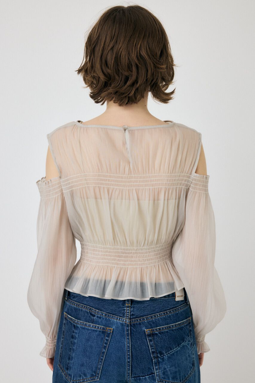 MOUSSY「SHEER GATHER ブラウス」|シャツ・ブラウス|
