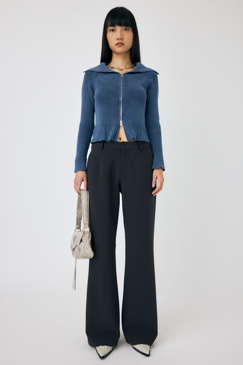 MOUSSY「BIG COLLAR ZIP UP ニットトップス」|ニット・セーター|