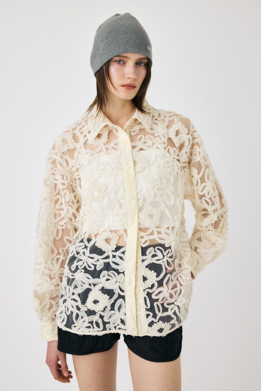 MOUSSY「RIBBON TULLE シャツ」|シャツ・ブラウス|