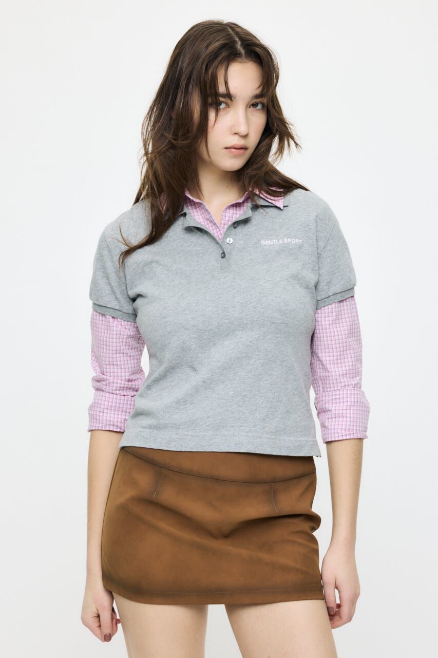 MOUSSY「SHIRT SLEEVE STRIPED POLO Tシャツ」|Tシャツ・カットソー|T.GRY