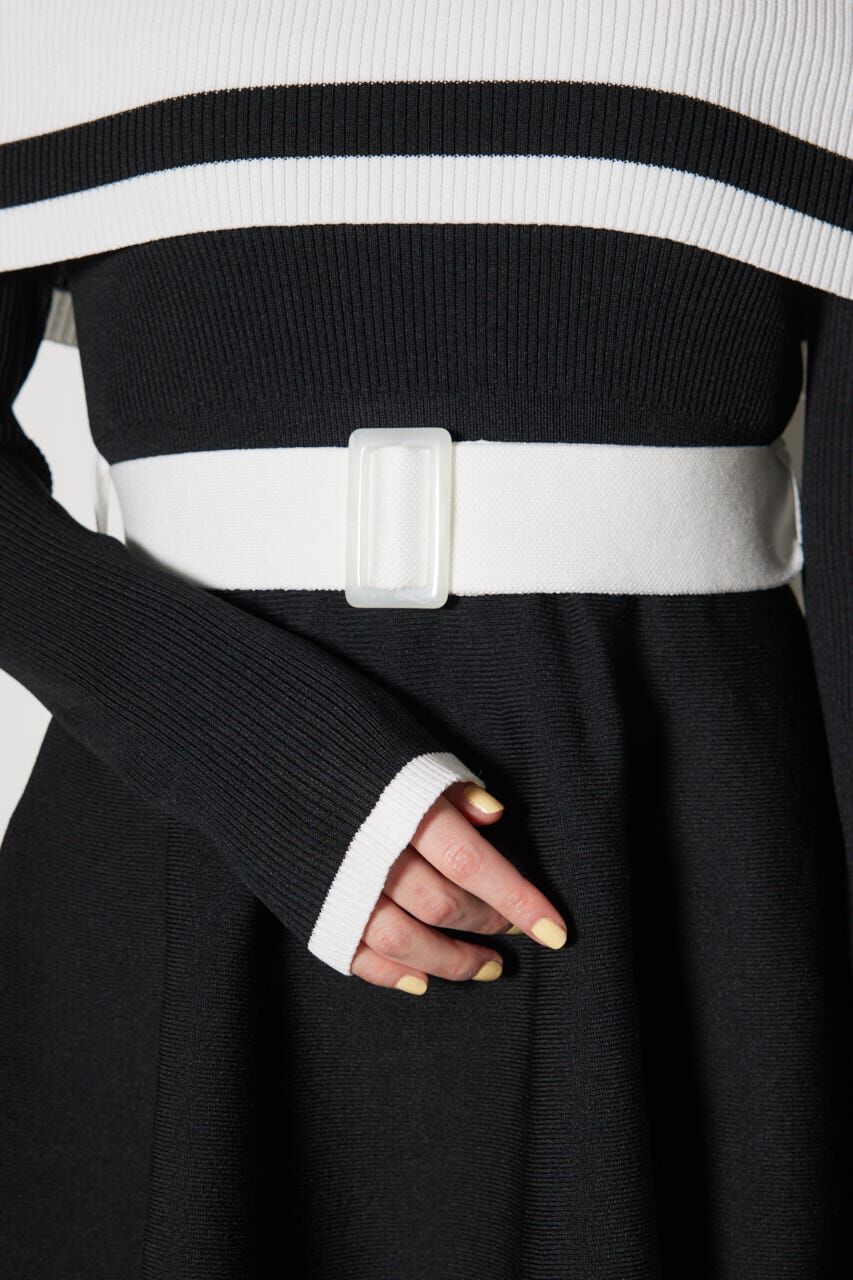 rienda「バイカラーオフショルフレアミニニットワンピース」|ワンピース|