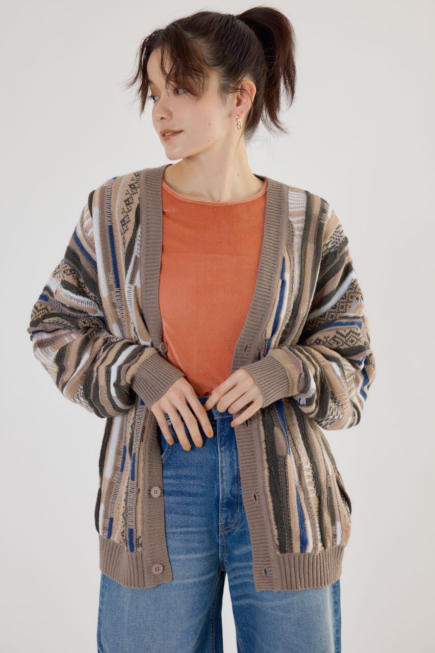 RODEO CROWNS「3Dマルチカラーニットカーディガン」|カーディガン|