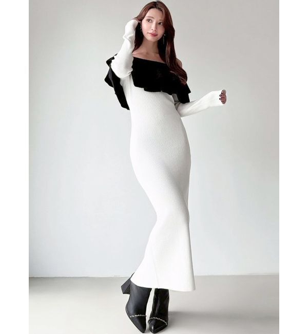 RESEXXY「フリルタイトニットワンピース」|ワンピース|