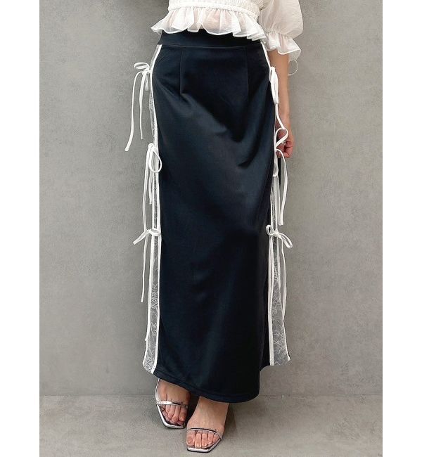 dazzlin「サイドレースリボントラックスカート」|スカート|チャコールグレー