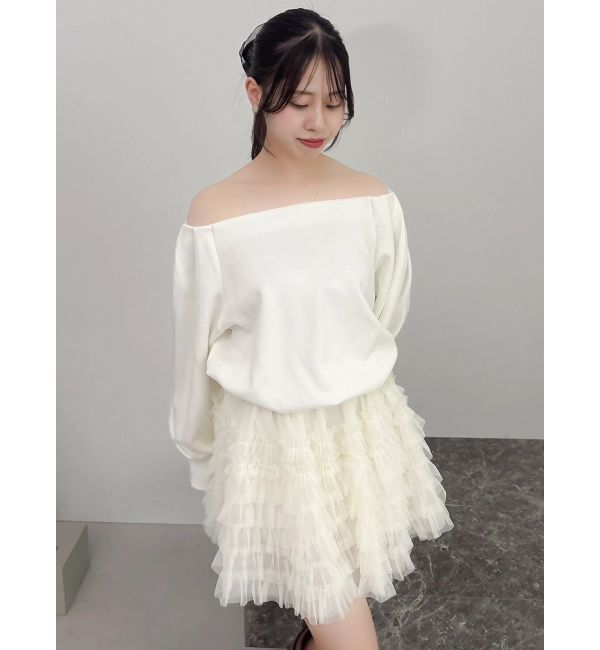 dazzlin「【吉田朱里】タックスリーブオフショルスウェット ※BLACK WEB限定カラー」|スウェット・ジャージ|