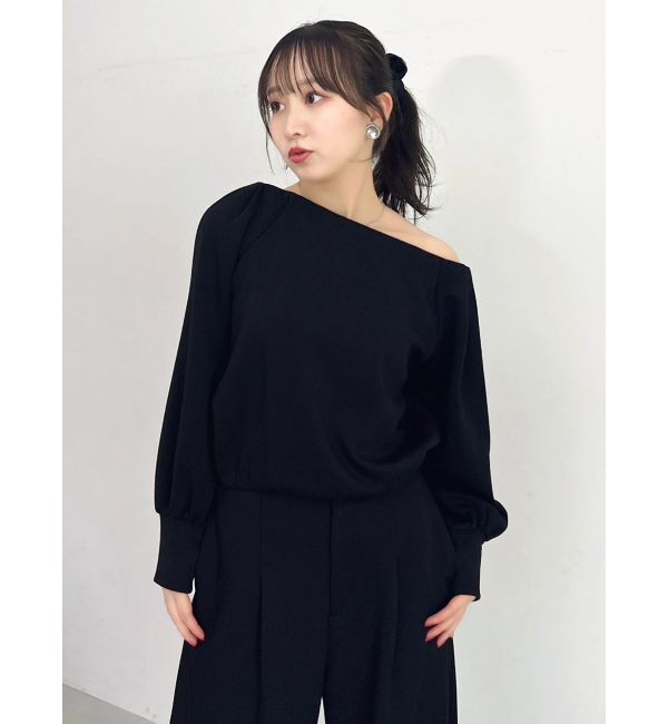 dazzlin「【吉田朱里】タックスリーブオフショルスウェット ※BLACK WEB限定カラー」|スウェット・ジャージ|