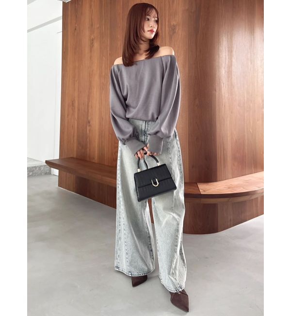 dazzlin「【吉田朱里】タックスリーブオフショルスウェット ※BLACK WEB限定カラー」|スウェット・ジャージ|