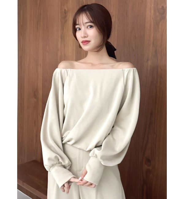 dazzlin「【吉田朱里】タックスリーブオフショルスウェット ※BLACK WEB限定カラー」|スウェット・ジャージ|