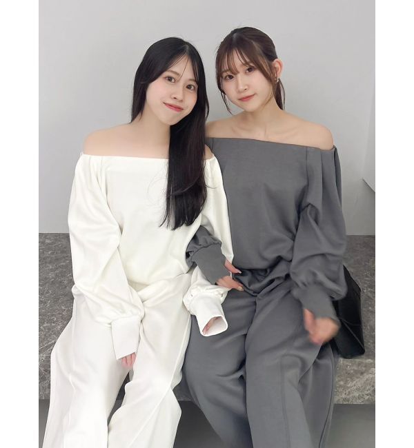 dazzlin「【吉田朱里】タックスリーブオフショルスウェット ※BLACK WEB限定カラー」|スウェット・ジャージ|