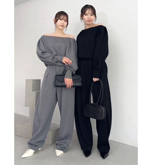 dazzlin「【吉田朱里】タックスリーブオフショルスウェット ※BLACK WEB限定カラー」|スウェット・ジャージ|